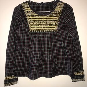 J. Crew Gold Peasant Christmas Blouse (women&kids)